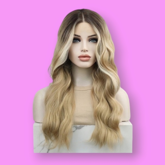 Uniwigs Clara Sunkissed Light Blonde Balayage T-part Synthetic Lace Front Wig - Picture 1 of 4